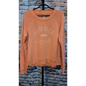 Roxy Pullover Womens Size M Surfer Girl Peach Sweatshirt Summer Seas Magic